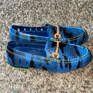 Floaters Mens Waterproof Driving Loafers Boat Shoes Camo Blue Aqua Size 10 New